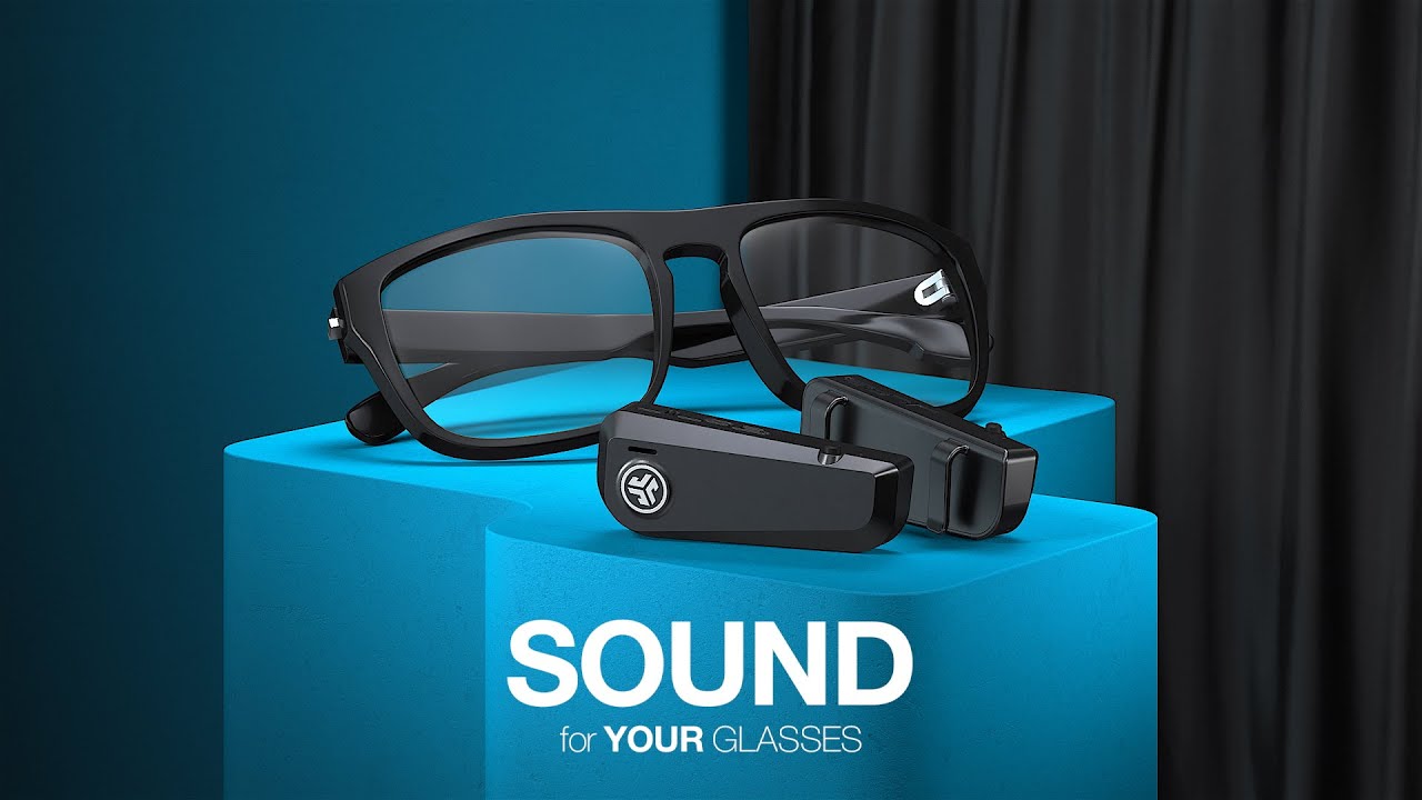 Load video: Bring your own frames (BYOF) and we’ll supply the sound. From workday calls to grocery runs or weekend hikes, JBuds Frames true wireless attachments fit most glasses or sunglasses frames offering amazing sound on-the-GO. Powerful 16mm drivers and upgraded microphones provide high quality sound, and a universal design ensures a snug fit, from thin to thick temple sizes. Enjoy 8+ hours of battery life and buttons to control your sound and access voice assistance.​