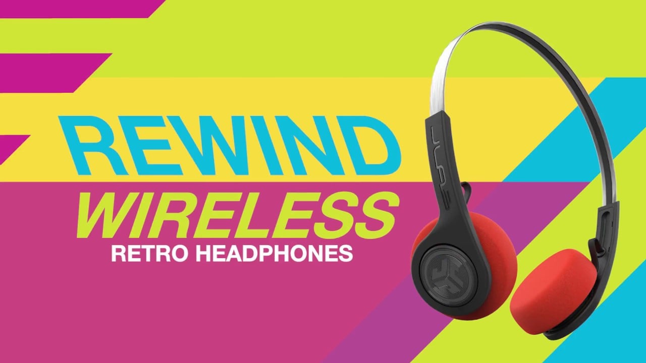 Load video: Let the Rewind Wireless Retro Headphones take you back in time to when grunge, big hair, bright colors and kicking it with your Walkman was the thing to do. Now it&#39;s time to GO wireless with today&#39;s technology. The Rewind Headphones provide 12 hours of playtime, our custom EQ³ Sound, and all of the controls you need. With the same lightweight design and orange foam earpads, you&#39;ll feel more nostalgic than ever.